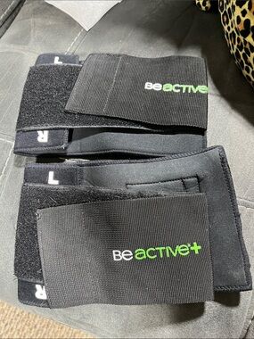BeActive Black calf Brace Support Straps with Green Logo bundle of 2